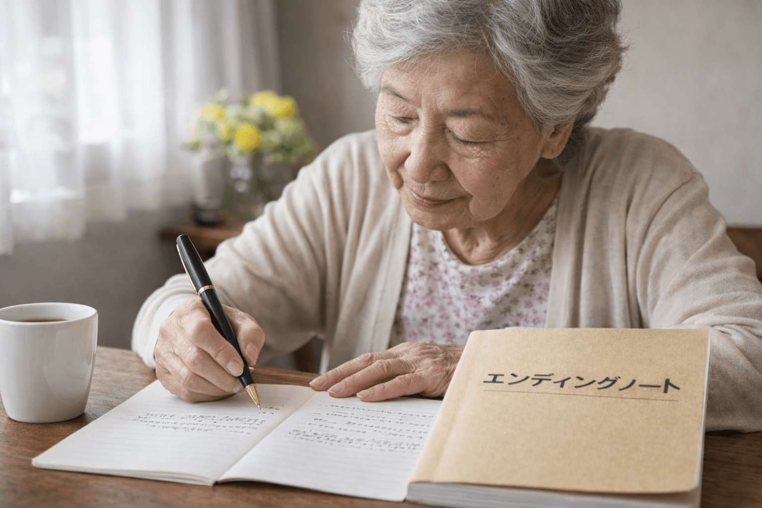 高齢の女性とエンディングノート