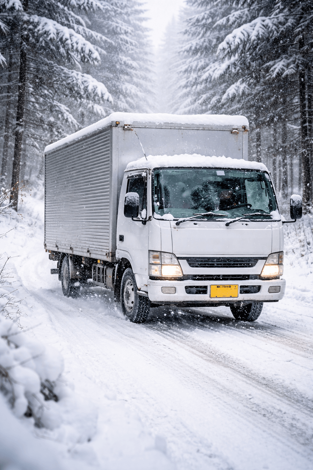雪道を走るトラック