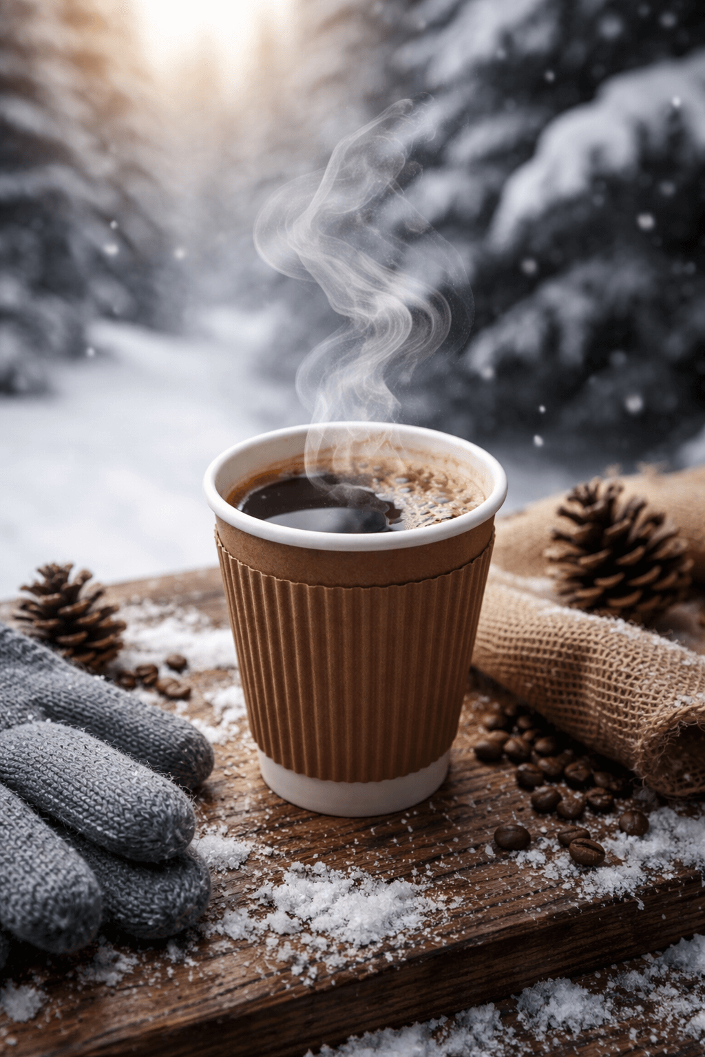 寒い日の暖かいコーヒー